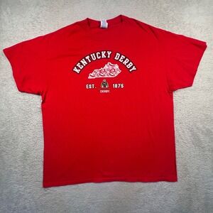 Y2K Gildan 2006 Kentucky Derby 142 TShirt Graphic Tee Short Sleeve Red Unisex XL